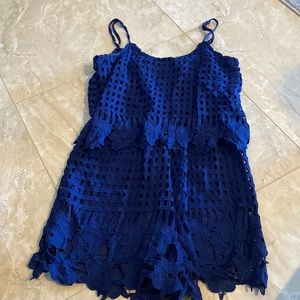 EUC Blue lace romper size medium